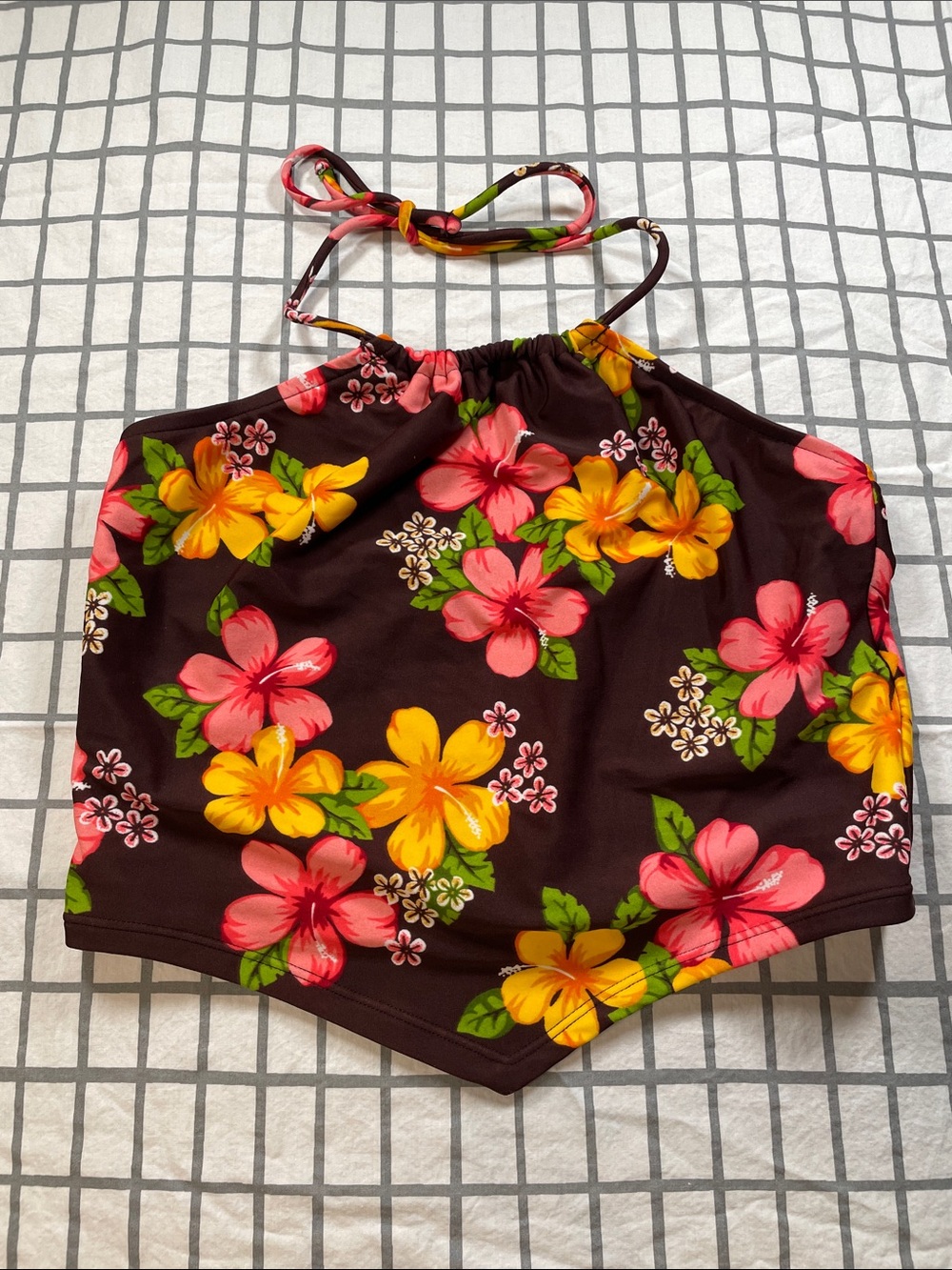 Girls Hawaiian print tankini top XL